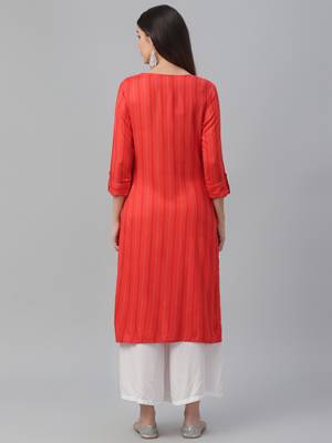 Printed & Handwork Rayon Kurta 4