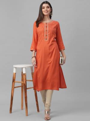 Embroidered Cotton Slub Kurta 1