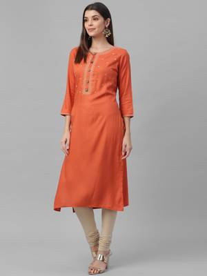 Embroidered Cotton Slub Kurta 3