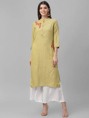 Embroidered Cotton Slub Kurta 2