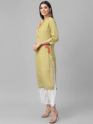 Embroidered Cotton Slub Kurta 3