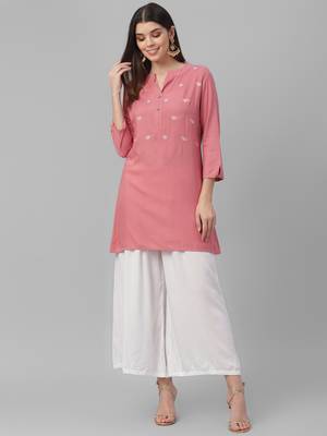 Embroidered Rayon Short Kurta 2