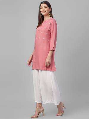 Embroidered Rayon Short Kurta 3