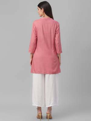 Embroidered Rayon Short Kurta 4