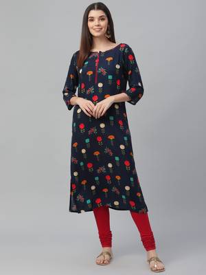 Floral Printed Rayon Kurta 2