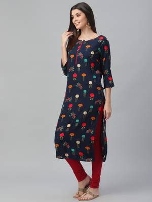 Floral Printed Rayon Kurta 3