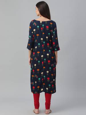 Floral Printed Rayon Kurta 4