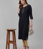 Hand Embroidered Rayon Slub Kurta