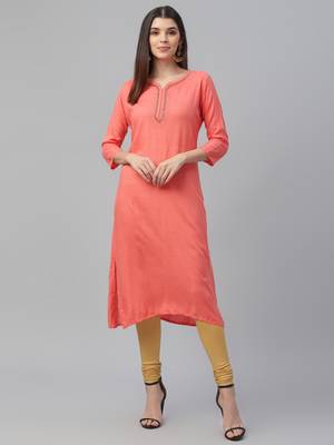 Hand Embroidered Rayon Slub Kurta 2