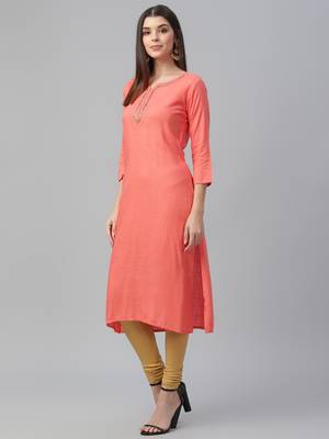 Hand Embroidered Rayon Slub Kurta 3