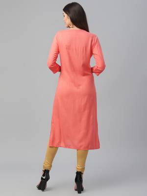 Hand Embroidered Rayon Slub Kurta 4