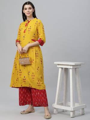 All Over Embroidered Yellow Kurta 1