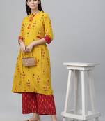 All Over Embroidered Yellow Kurta