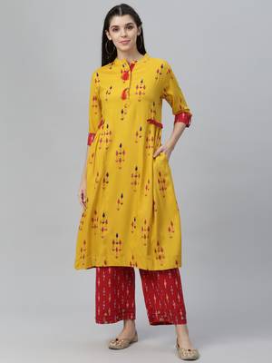 All Over Embroidered Yellow Kurta 2