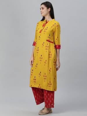 All Over Embroidered Yellow Kurta 3