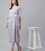 Printed and Sequin Embroidered Purple Dress