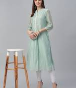 Aqua Chanderi Solid Kurta