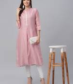 Peach Chanderi Solid Kurta