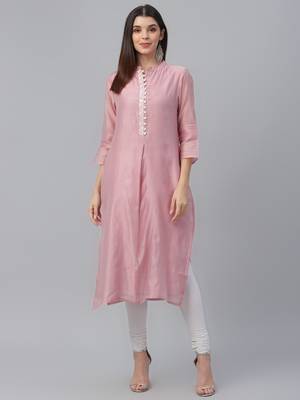 Peach Chanderi Solid Kurta 2