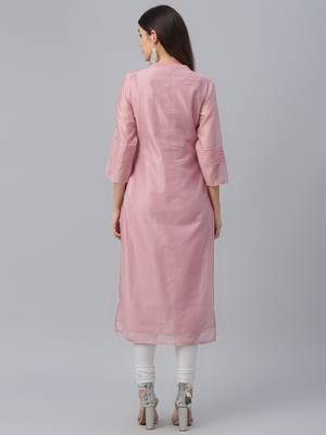 Peach Chanderi Solid Kurta 4