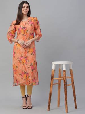 Floral Printed Organza Kurta 1