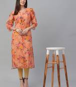 Floral Printed Organza Kurta