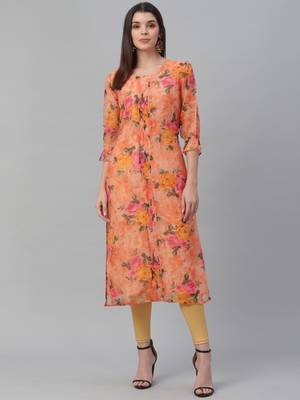 Floral Printed Organza Kurta 2