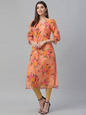 Floral Printed Organza Kurta 3