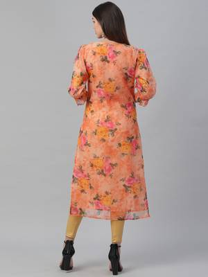 Floral Printed Organza Kurta 4