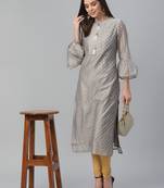 Grey Chanderi Kurta with Shiffly Pants