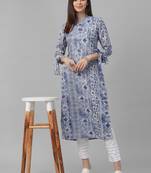 Printed Jute Textured Fabric Kurta