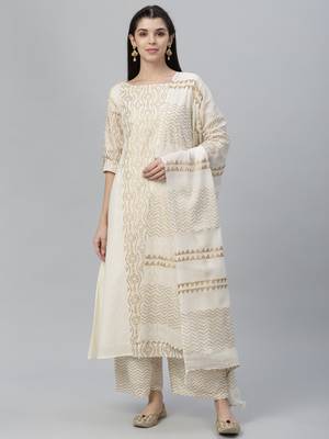 Foil Printed Chanderi Kurta and Palazzo Set 2