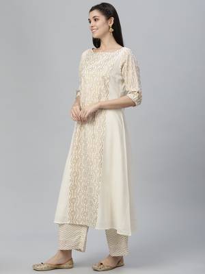 Foil Printed Chanderi Kurta and Palazzo Set 3