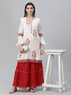 Embroidered Kurta and Skirt Set 1