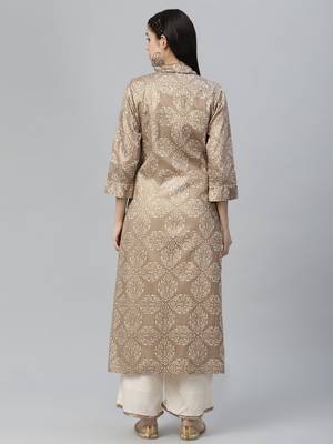 Printed Jamdani Silk Shrug, Rayon Kurta and Palazzo Set 4