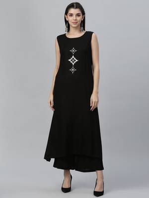 Printed Organza Shrug, Rayon Kurta and Palazzo Set 2