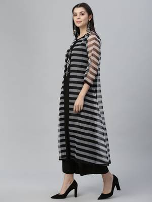 Printed Organza Shrug, Rayon Kurta and Palazzo Set 3