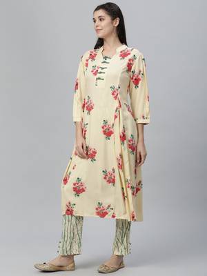 All Over Printed and Sequin Embroidered Rayon Kurta with Pants 3