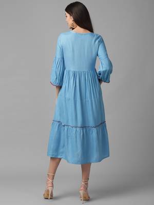 Embroidered Rayon Slub Dress 4