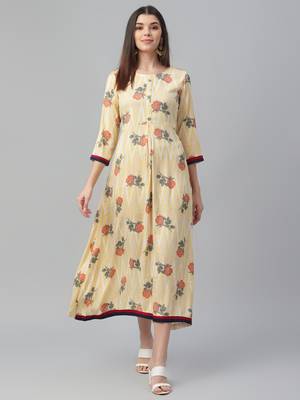 Cotton Slub Discharge Printed Floral Dress 2