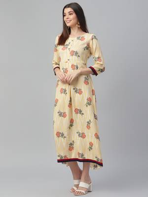 Cotton Slub Discharge Printed Floral Dress 3