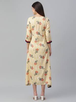 Cotton Slub Discharge Printed Floral Dress 4