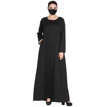 Simple Black Inner Abaya In Nida Fabric 1