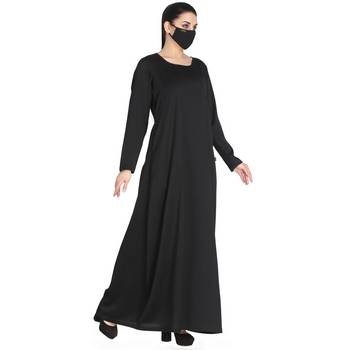 Simple Black Inner Abaya In Nida Fabric 3