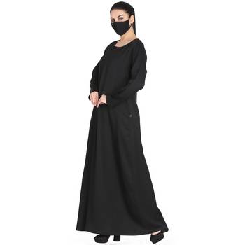 Simple Black Inner Abaya In Nida Fabric 4
