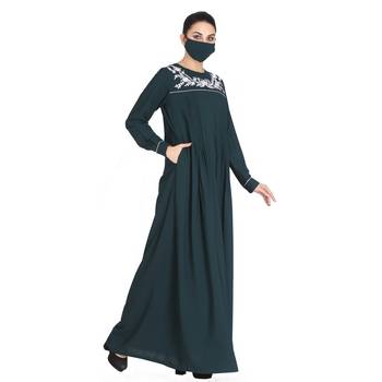 Embroidered Abaya With Matching Hijab 2