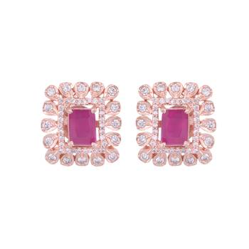 Red cubic zirconia earrings 2