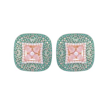 Green cubic zirconia earrings 2