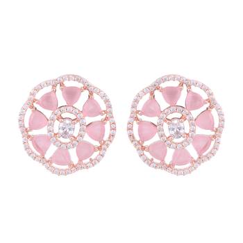 Pink cubic zirconia earrings 2