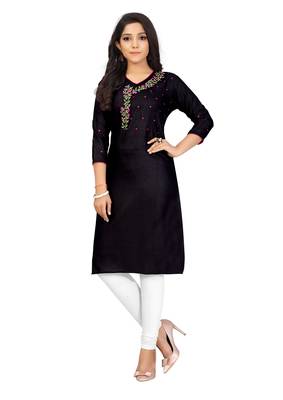 Black embroidered cotton embroidered-kurtis 1